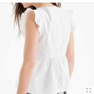 J Crew V-neck Peplum Top in Swiss Dot White